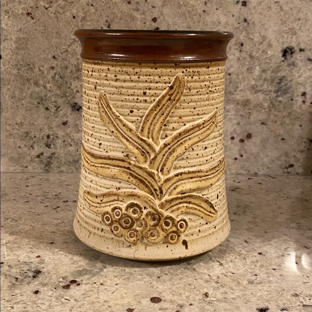 SOLD Artisan Pottery Vase - Rustic Foliage - Picture 3 of 10